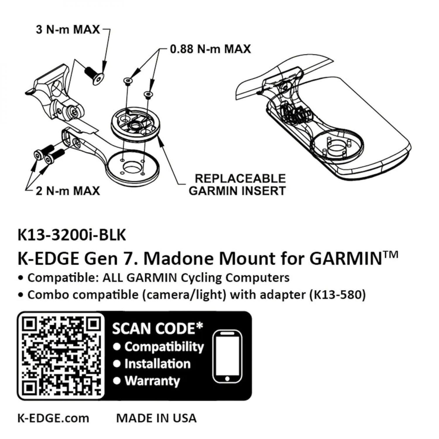 Крепление K-EDGE Garmin I.H.S. Madone/Emomda Gen. 7 Mount Black (K13-3200i-BLK)